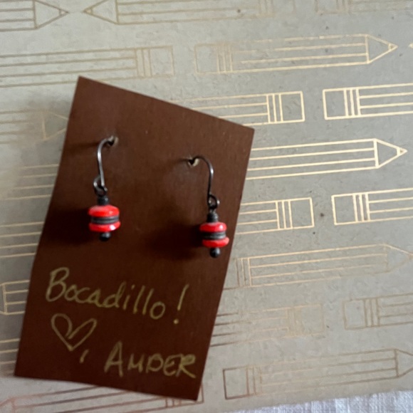 Bocadillo! Coral Fiesta Boho Tribal Cute & Lightweight Earrings - Picture 2 of 4